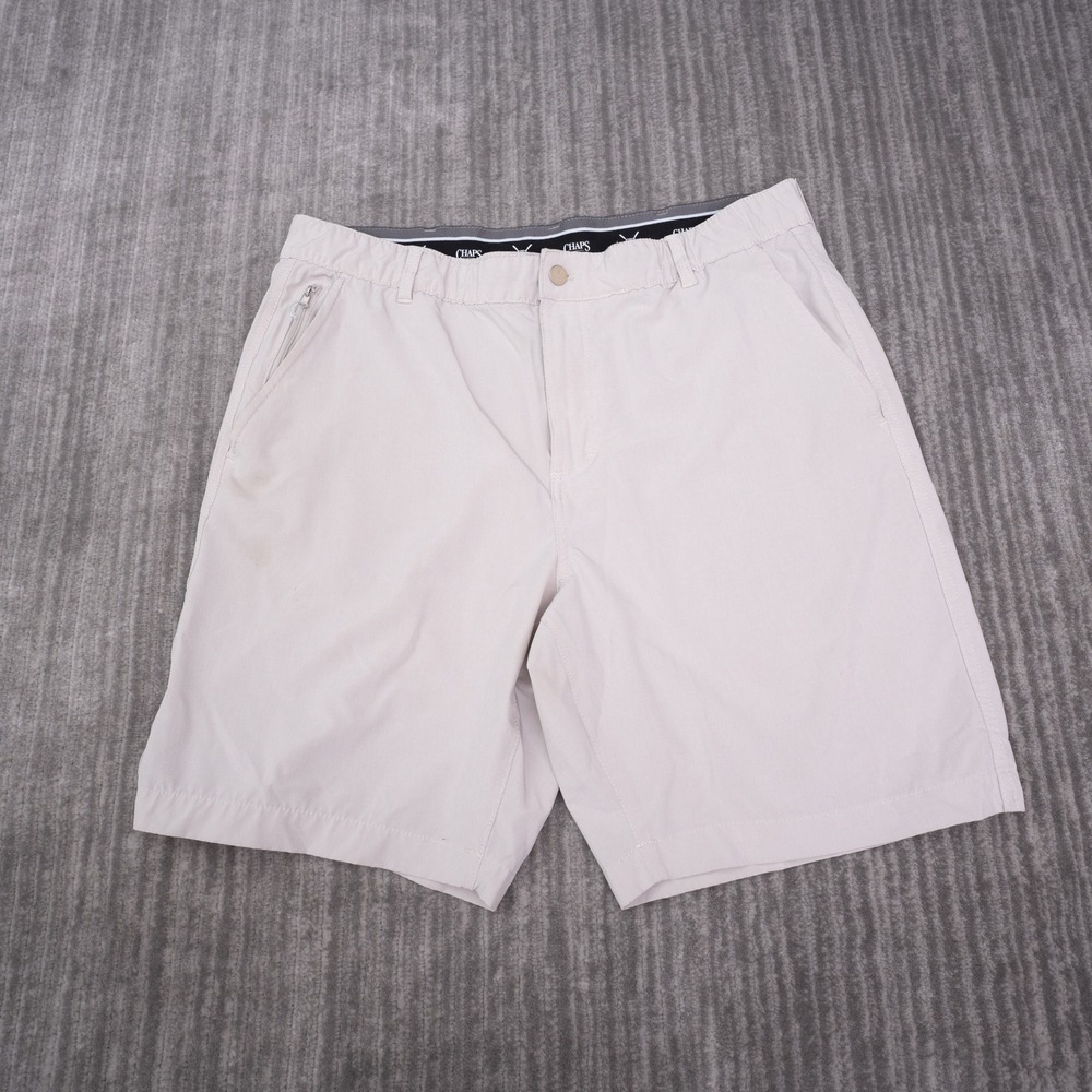Chaps Golf Shorts Mens 38 Fit 36 Tan Performance Stretch Flat Front Khaki